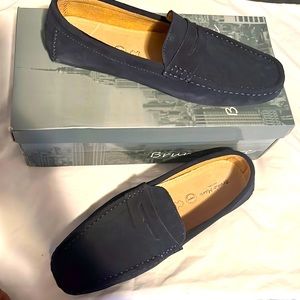 Mens Bruno Marc Navy Blue Suede Shoes
